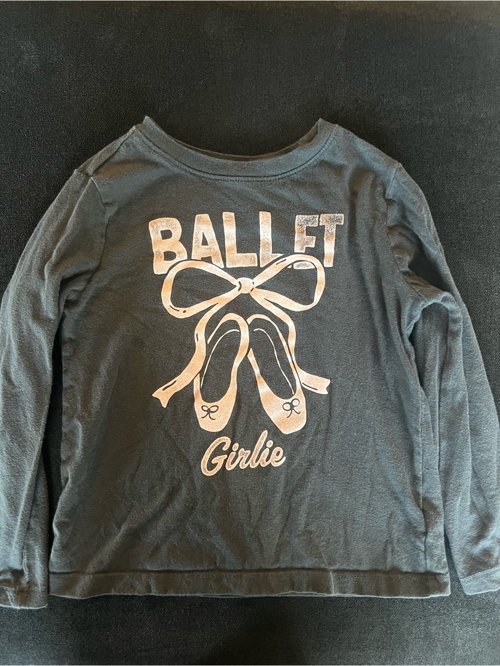 Old Navy Black Long-Sleeve Tee with Light Pink Ballet Graphic